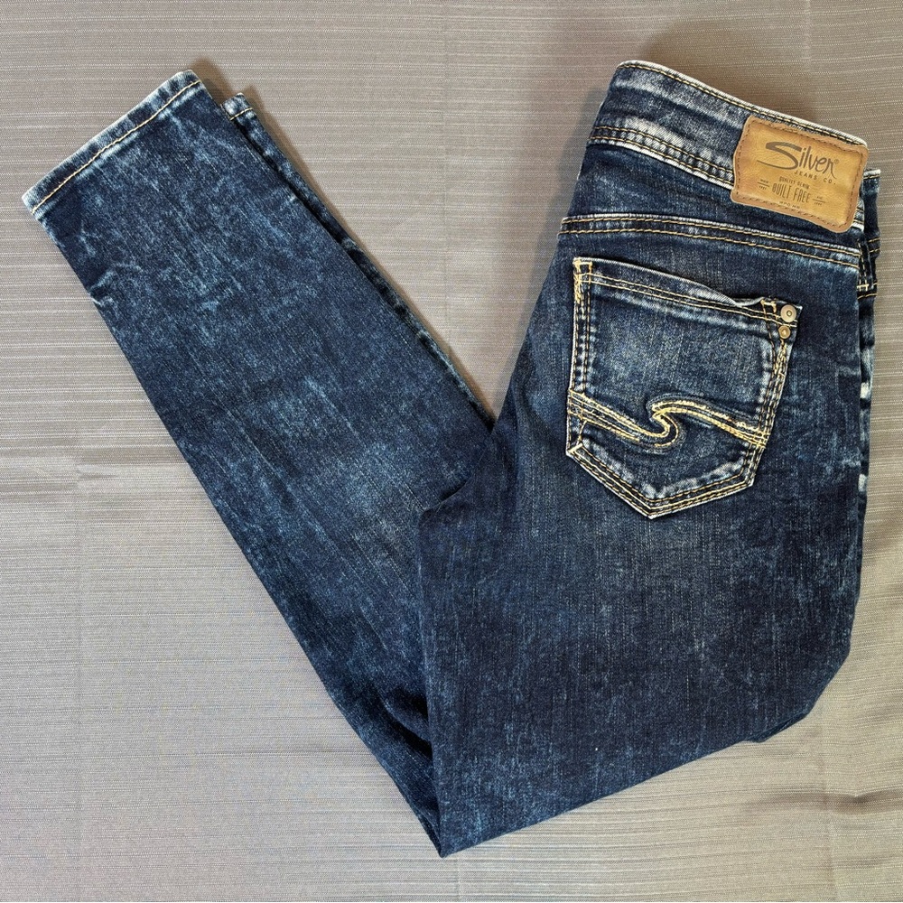 Silver Jeans Co Suki Skinny Crop Jeans W27 Curvy Fit Stretch Dark Wash